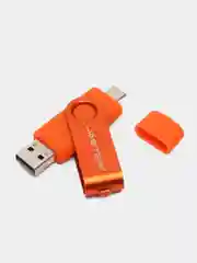 Оранжевый usb флеш-накопитель 2 в 1 для телефона и ПК, флешка с разъемами USB и type-c
