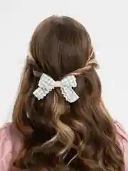 Зеленый заколка "Бантик"