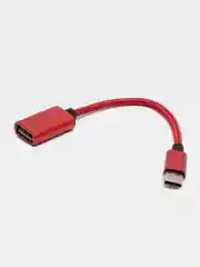 Красный переходник OTG с Type-C на USB, отг юсб для телефона и micro USB, адаптер-переходник OTG