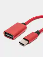 Красный переходник OTG с Type-C на USB, отг юсб для телефона и micro USB, адаптер-переходник OTG