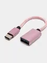 Розовый переходник OTG с Type-C на USB, отг юсб для телефона и micro USB, адаптер-переходник OTG