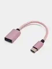 Розовый переходник OTG с Type-C на USB, отг юсб для телефона и micro USB, адаптер-переходник OTG