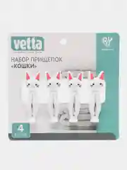 Белый набор прищепок, 4 шт, "Кошки"