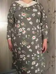 Бежевый меланж сорочка длинная женская, большие размеры