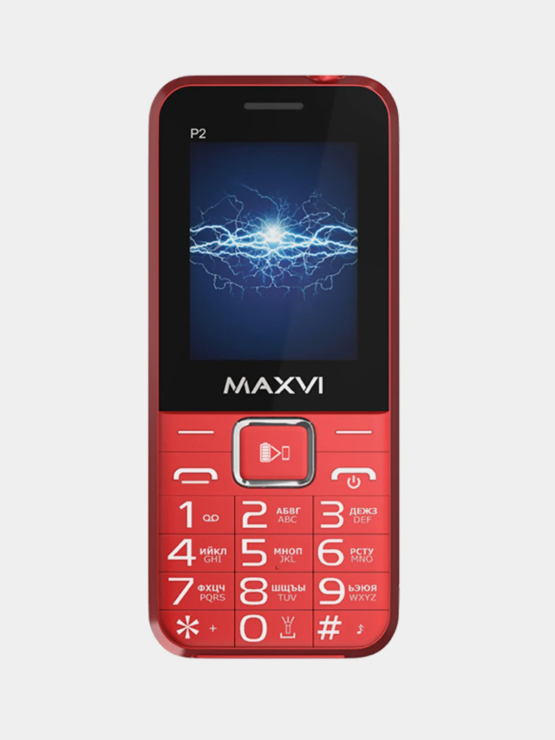 Красный мобильный телефон Maxvi P2, С КАМЕРОЙ, ФУНКЦИЯ POWER BANK, АККУМУЛЯТОР 2700мАч