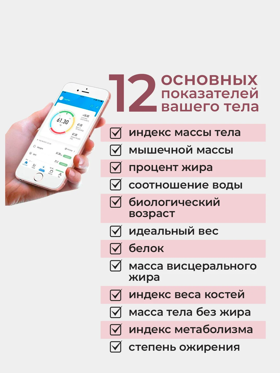 Умные весы Bluetooth Smart Scale, цвет розовый / напольные весы электронные
