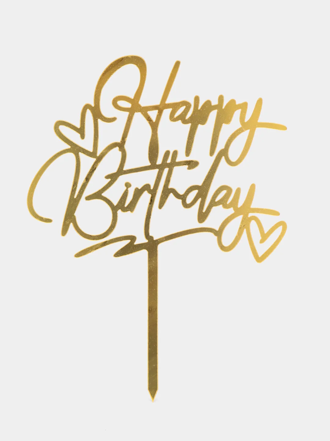 Золотой топпер для украшения торта "Happy Birthday"