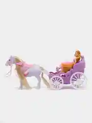 Игрушечная карета с лошадью и куклой
