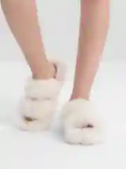 Молочный женские домашние тапочки, меховые