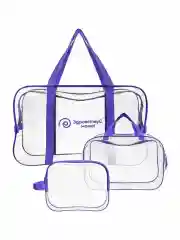 Сумка в роддом прозрачная, водонепроницаемая, комплект 2 сумки + косметичка, фиолетовый