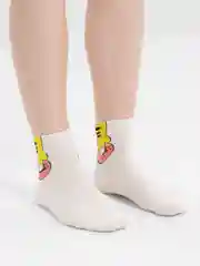 Белый носки женские, с котиком