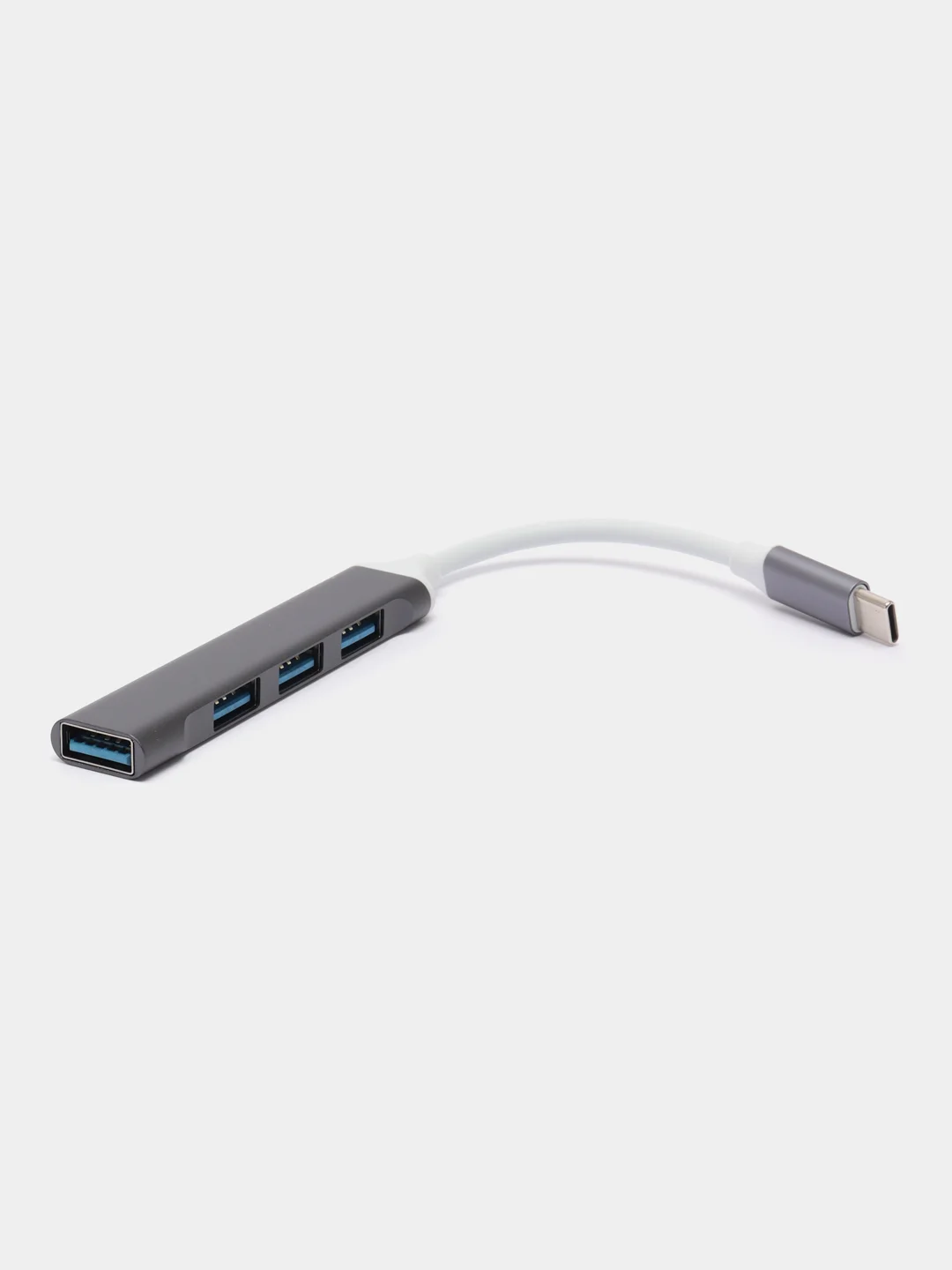 Серый хаб Type-C на USB, USB на 4 порта USB, 4 х USB, для Macbook (Макбука)