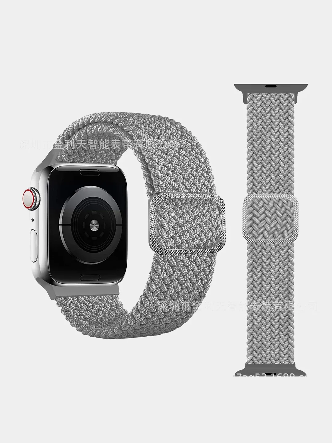 Серый нейлоновый ремешок для Apple Watch плетёный с пряжкой