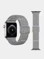 Серый нейлоновый ремешок для Apple Watch плетёный с пряжкой