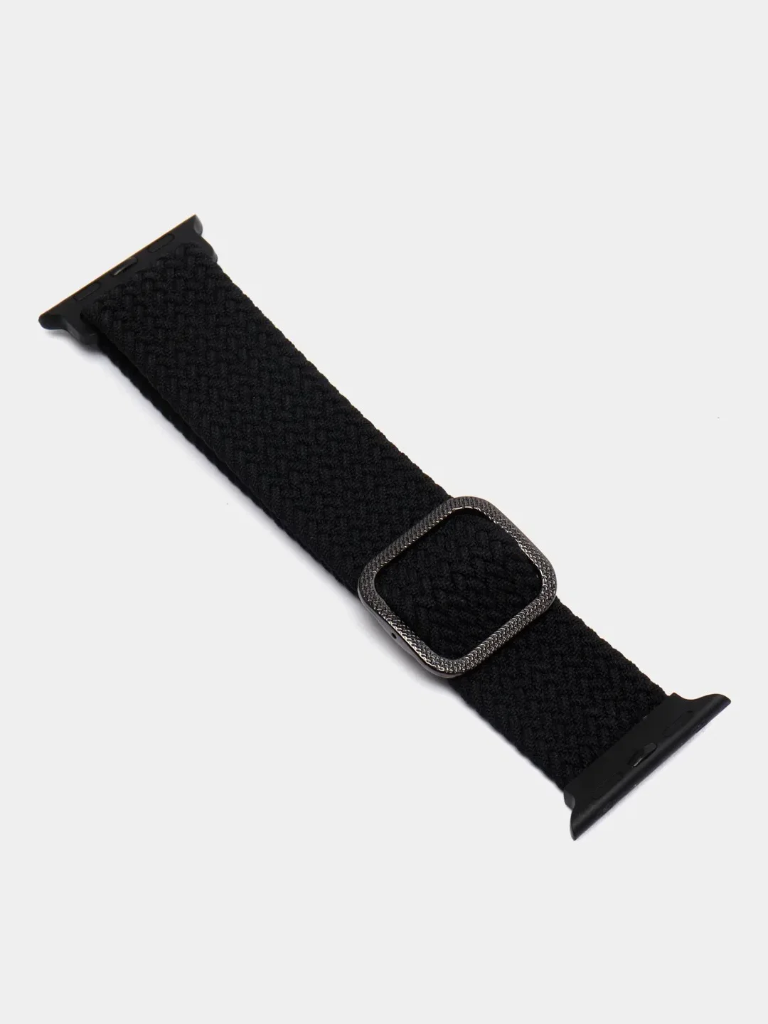 Черный нейлоновый ремешок для Apple Watch плетёный с пряжкой