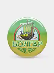 Зеленый значок "Болгар", сувенирный, 37 мм
