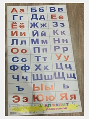 Плакат АЛФАВИТ разрезной, крупные печатные буквы. Русские буквы алфавита. Азбука. Чтение
