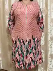 Пастельно-коралловый халат махровый женский, большие размеры