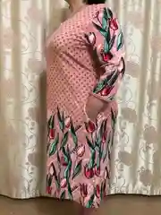 Пастельно-коралловый халат махровый женский, большие размеры
