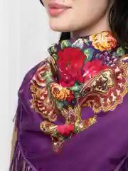 Шоколадный женский русский платок, с бахромой
