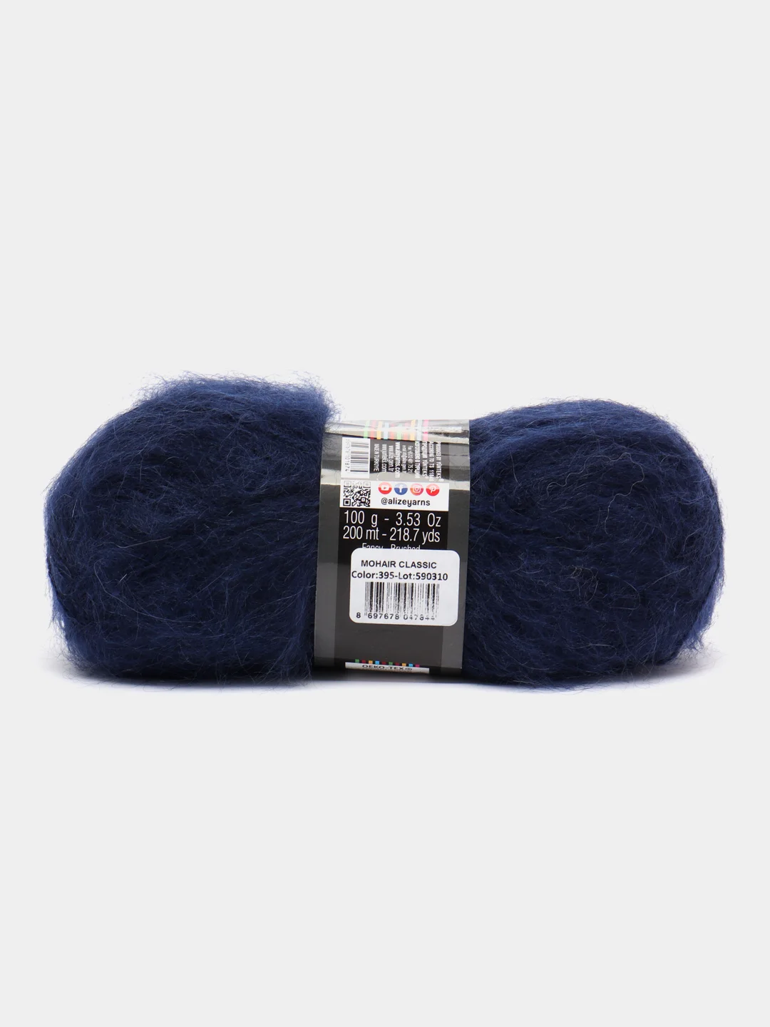 Темно-синий пряжа Alize Mohair Classic new, Ализе Мохер Классик