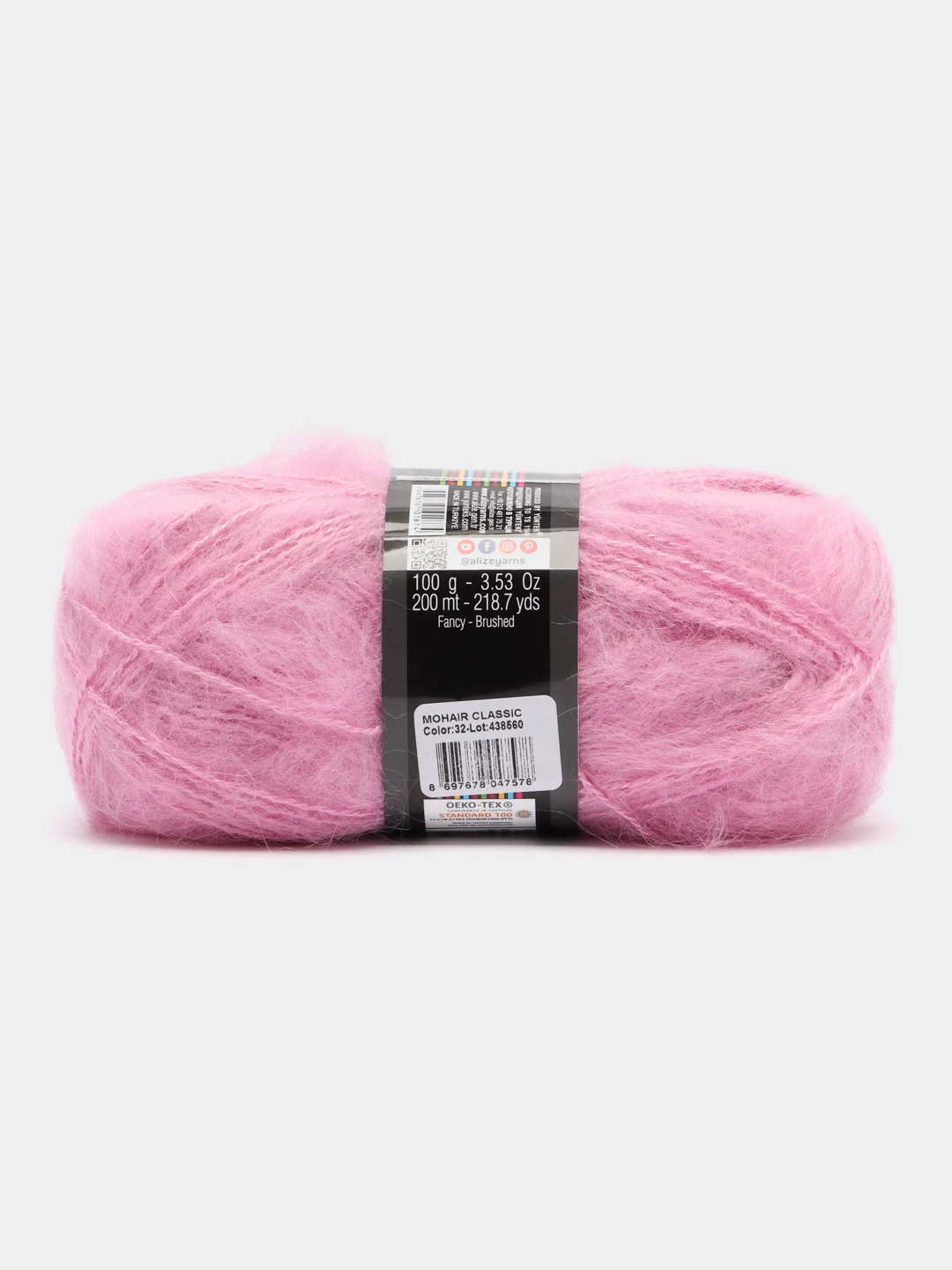 Розовый пряжа Alize Mohair Classic new, Ализе Мохер Классик