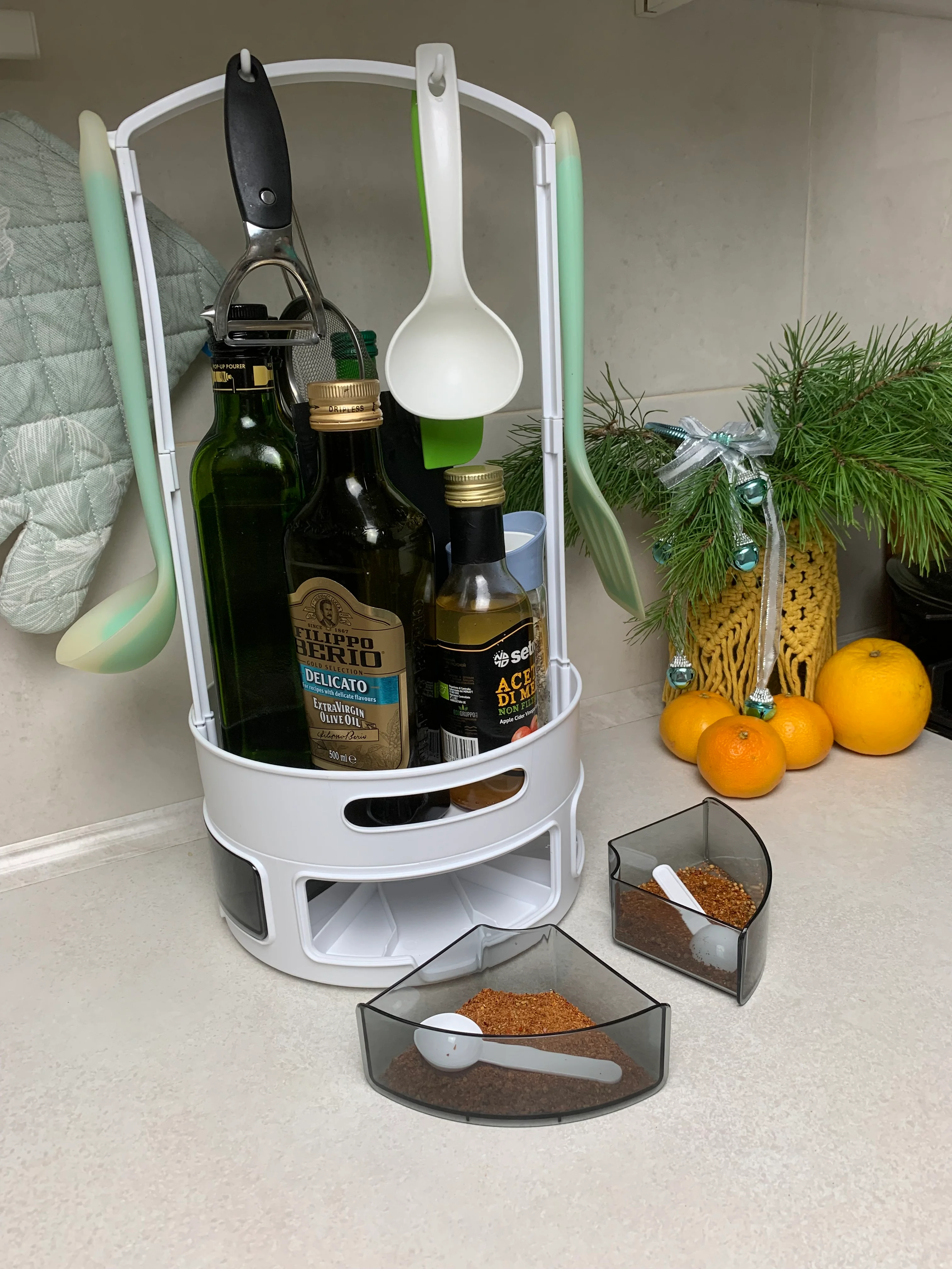 Белый органайзер для кухни, для фруктов, орехов, соусов, масел