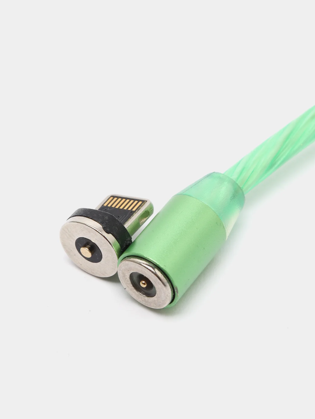 Зеленый usb LED кабель магнитный для телефона