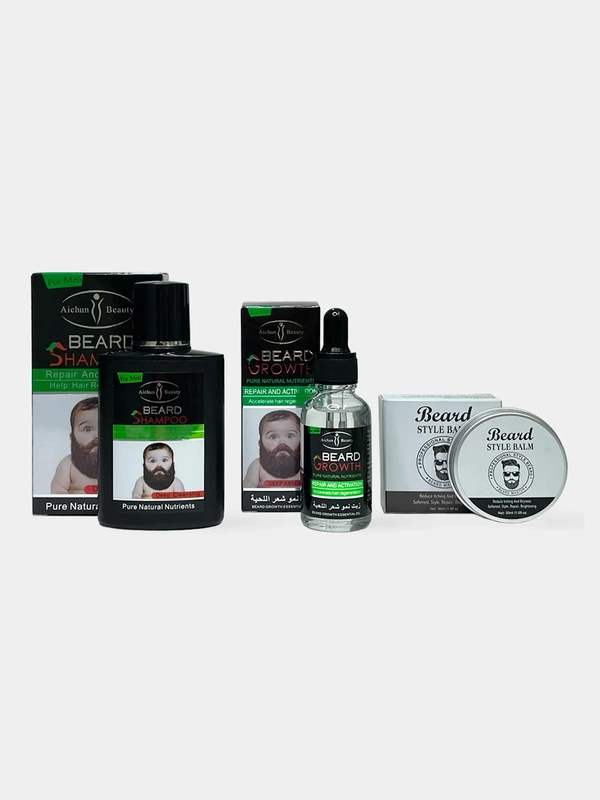 Витаминный шампунь и масло для бороды Aichun Beauty Beard, воск для укладки бороды и усов