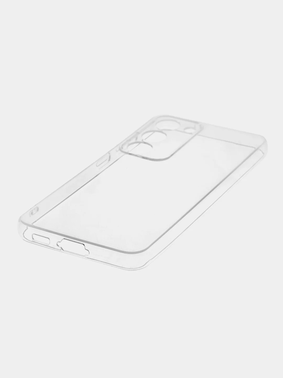 Прозрачный чехол для Samsung Galaxy S23 силиконовый ROSCO прозрачный с бортиком- защитой модуля камер