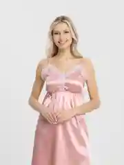 Розовый сорочка женская атласная с кружевом