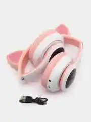 Пудровый беспроводные наушники Bluetooth, со светящимися ушками, детские