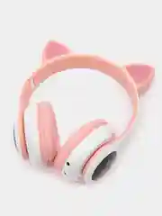 Пудровый беспроводные наушники Bluetooth, со светящимися ушками, детские