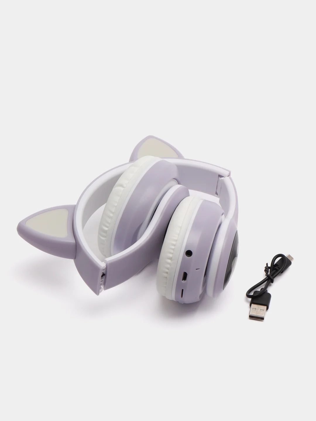 Лавандовый беспроводные наушники Bluetooth, со светящимися ушками, детские