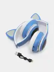 Синий беспроводные наушники Bluetooth, со светящимися ушками, детские