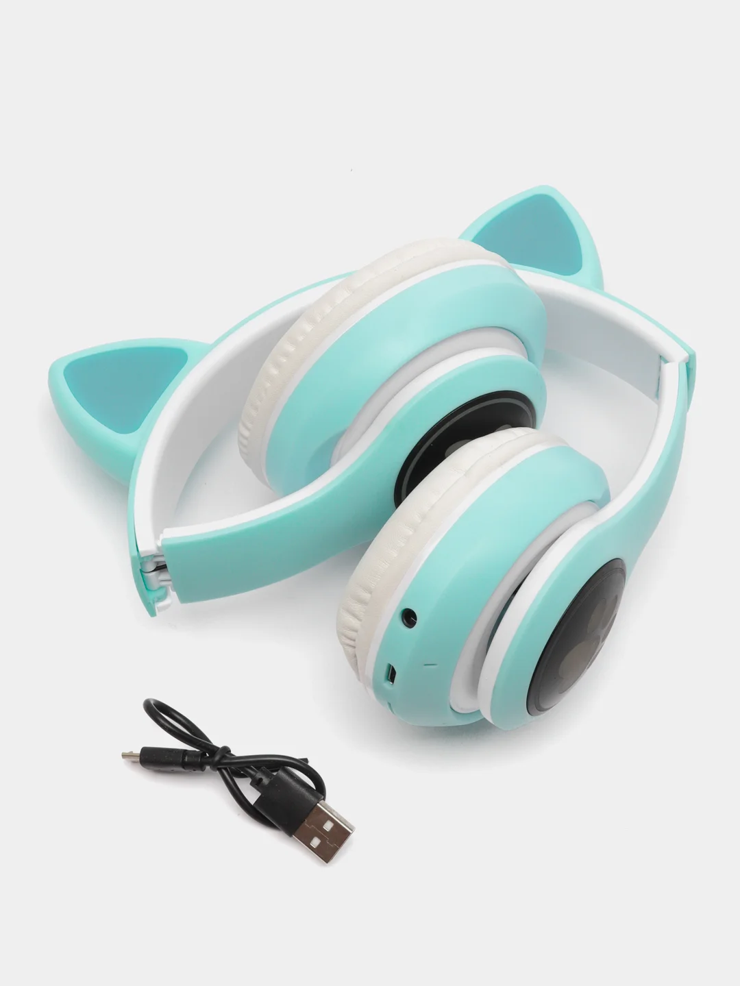 Мятный беспроводные наушники Bluetooth, со светящимися ушками, детские
