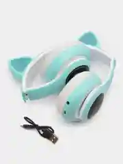 Мятный беспроводные наушники Bluetooth, со светящимися ушками, детские