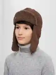 Шоколадный шапка-ушанка детская