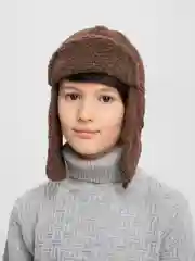 Шоколадный шапка-ушанка детская