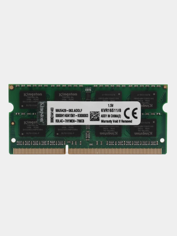 Оперативная память Kingston DDR3, 1600 MHz SO-DIMM PC3-12800U 1, 8 гб