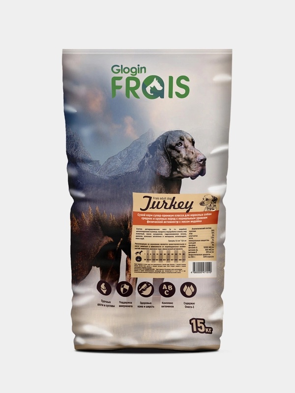Сухой корм Frais Adult Dog Turkey для собак средних и крупных пород, с мясом индейки, 15кг