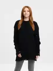 Черный рваный женский свитер, кофта с дырками, оверсайз