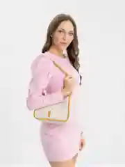 Белый женская кожаная сумка багет