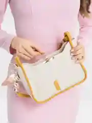 Белый женская кожаная сумка багет