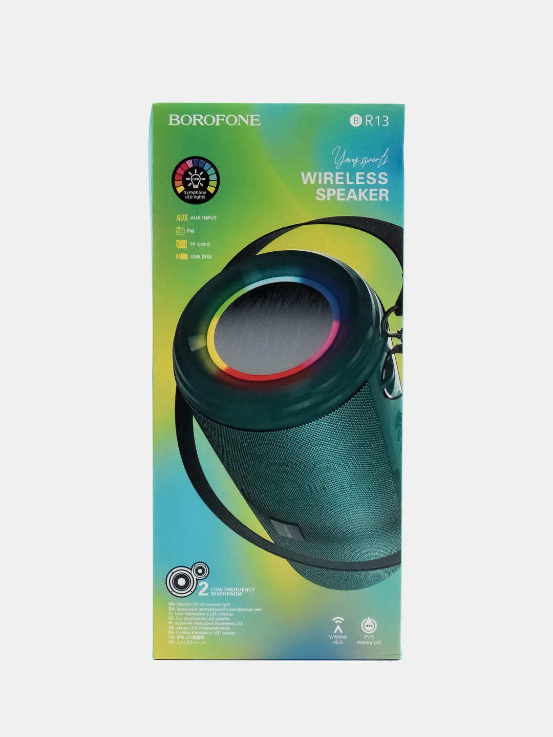 Синий беспроводная портативная колонка Borofone BR13, Bluetooth колонка с подсветкой