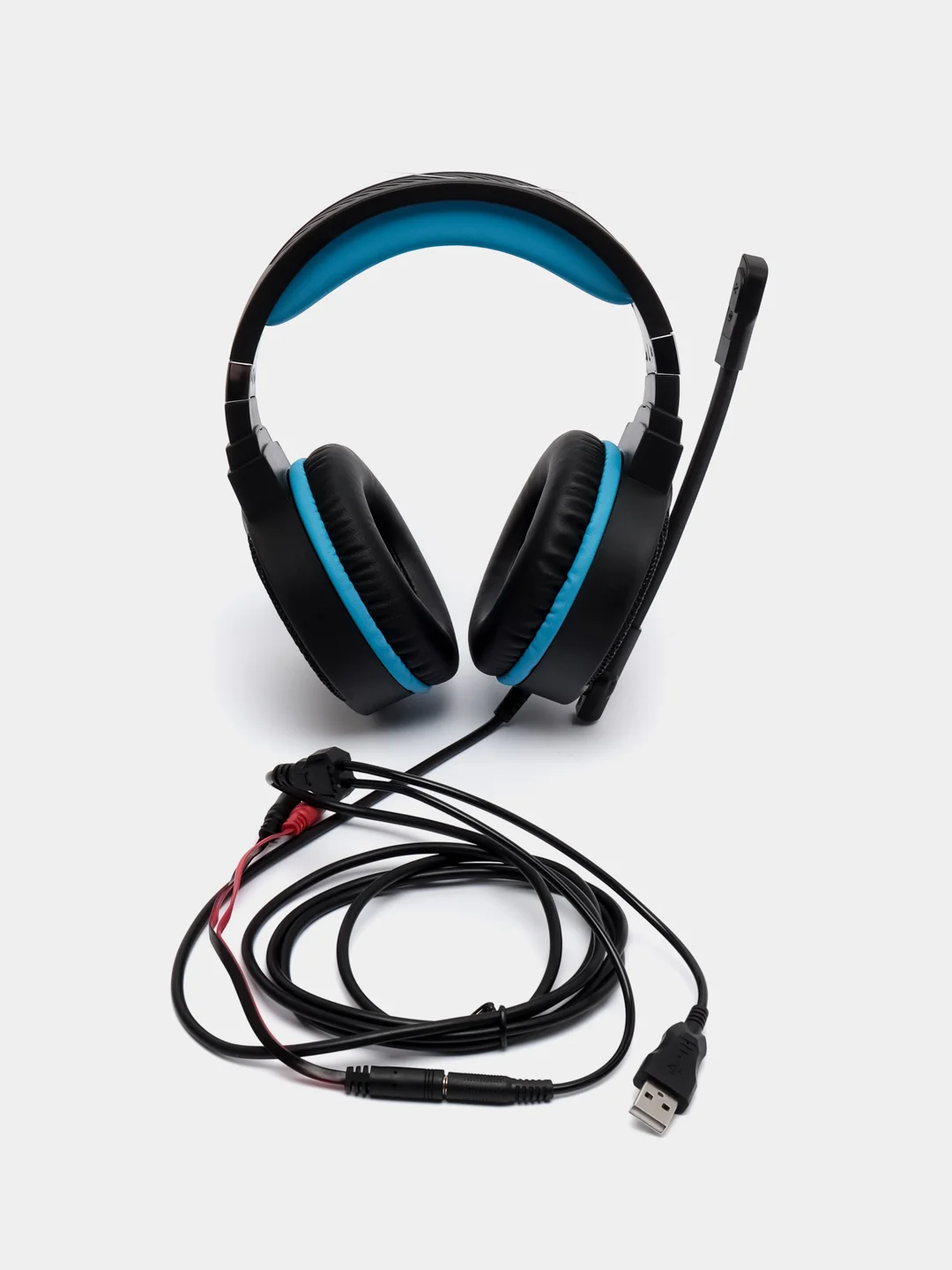 Синий накладные наушники игровые Hoco W104, полноразмерные, с микрофоном Drift + LED