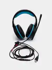 Синий накладные наушники игровые Hoco W104, полноразмерные, с микрофоном Drift + LED