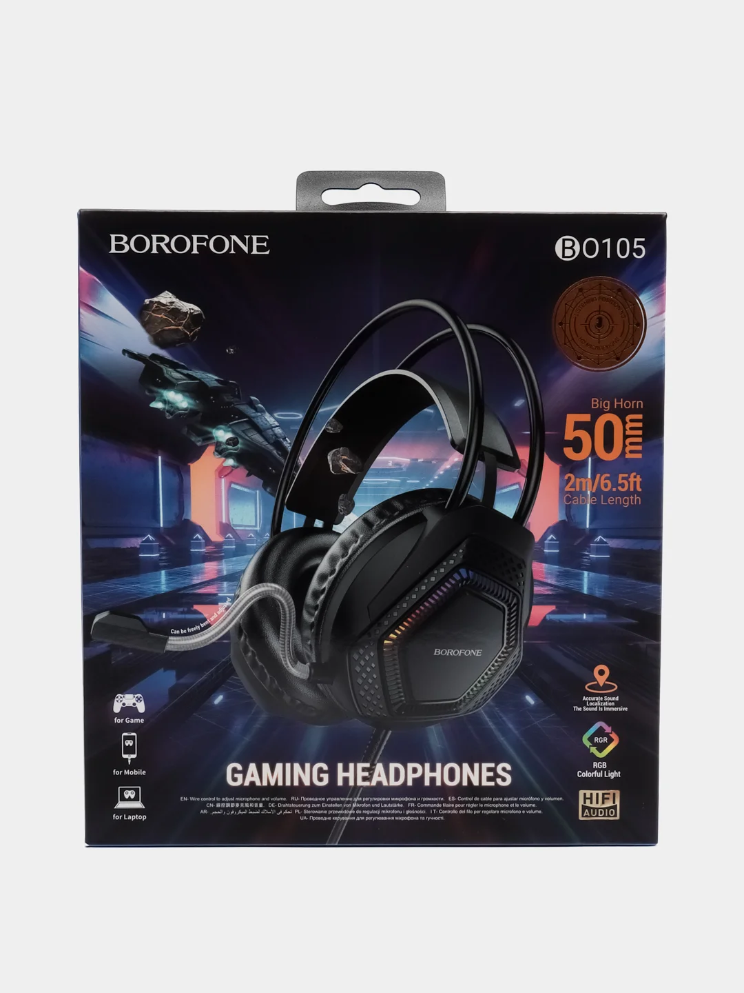Черный наушники полноразмерные Borofone BO105, игровые с микрофоном