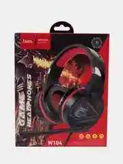 Красный накладные наушники игровые Hoco W104, полноразмерные, с микрофоном Drift + LED