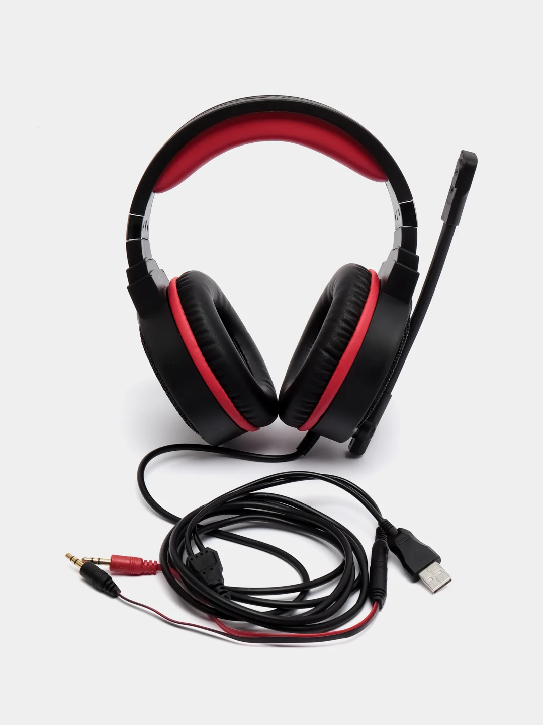 Красный накладные наушники игровые Hoco W104, полноразмерные, с микрофоном Drift + LED